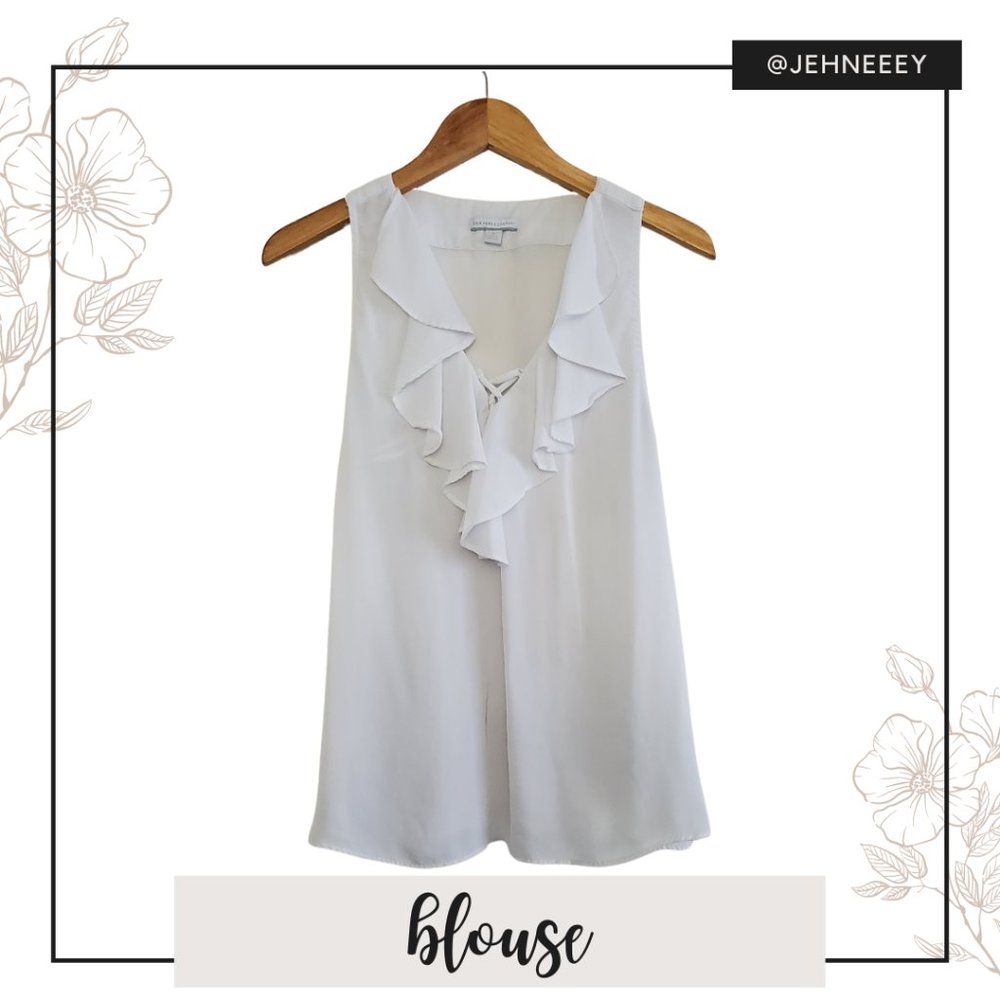 New York & Co. White Ruffle Blouse